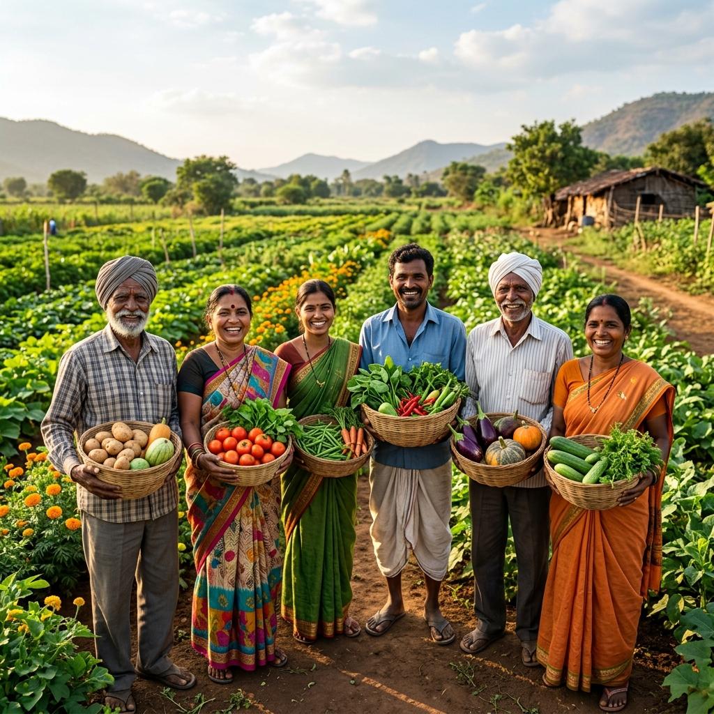 Group of Indian farmers in a field
